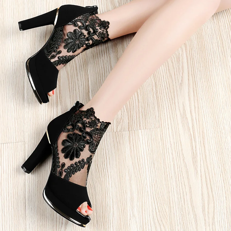 2018 Heels Sommer Kopf rot Sandalen Gaze Frühling Fisch Amerika Mit Sexy Schwarzes Einzigen In Und Frauen Europa Schuhe Dick XqpxOO