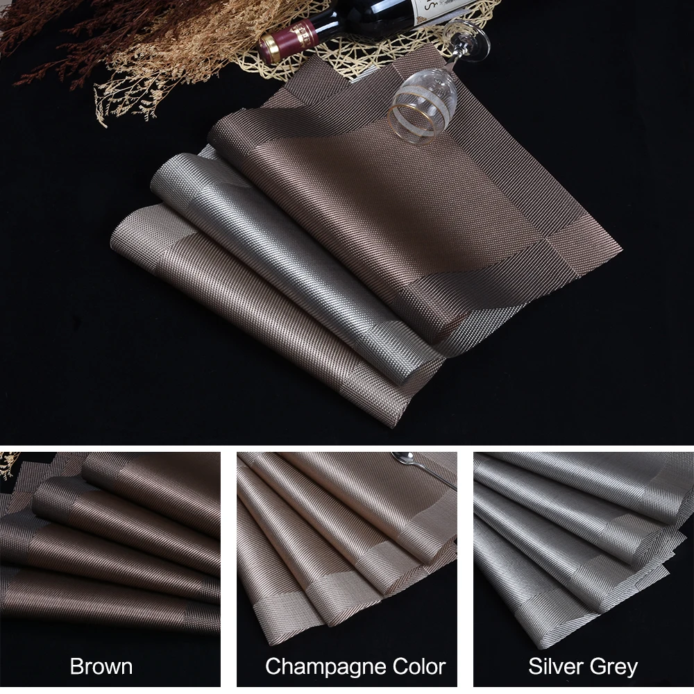 Whq 4 قطعة/الوحدة الأزياء طاولة طعام حصيرة منصات القرص عاء الوقايات البلاستيكية للماء الجدول القماش سادة سادة