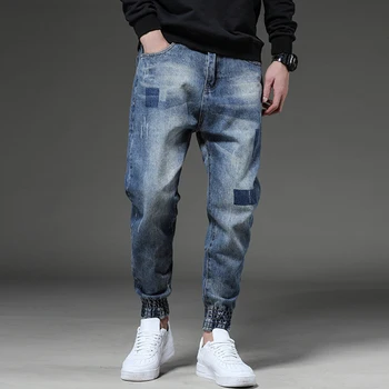 

Odinokov Fashion Men Jeans Slim Fit Dark Blue Color Destroyed Ripped Jeans Homme Balplein Brand Jeans Men Motor Biker Jeans