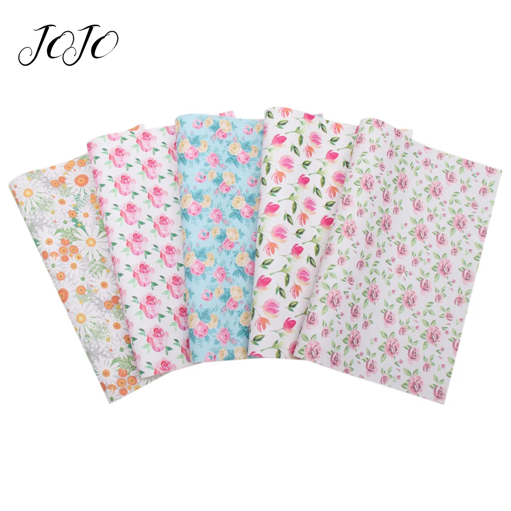 

JOJO BOWS 22*30cm 1pc Faux Synthetic Leather Fabric For Craft Flower Printed Sheets For Needlework DIY Hair Bows Home Decoration