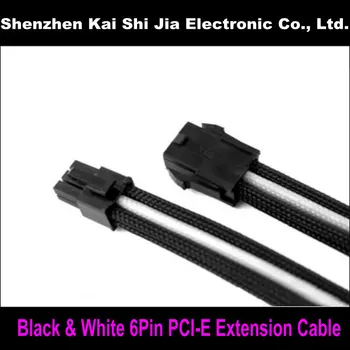 

12" Single Sleeved Black & White GPU 6Pin PCI-e PCI Express Male to Female Power Extension cable