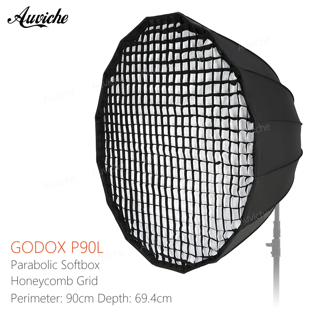 

Godox P90L 90CM Deep Parabolic Honeycomb Grid Softbox Bowens Mount Studio Flash Speedlite Reflector Photo Studio Softbox