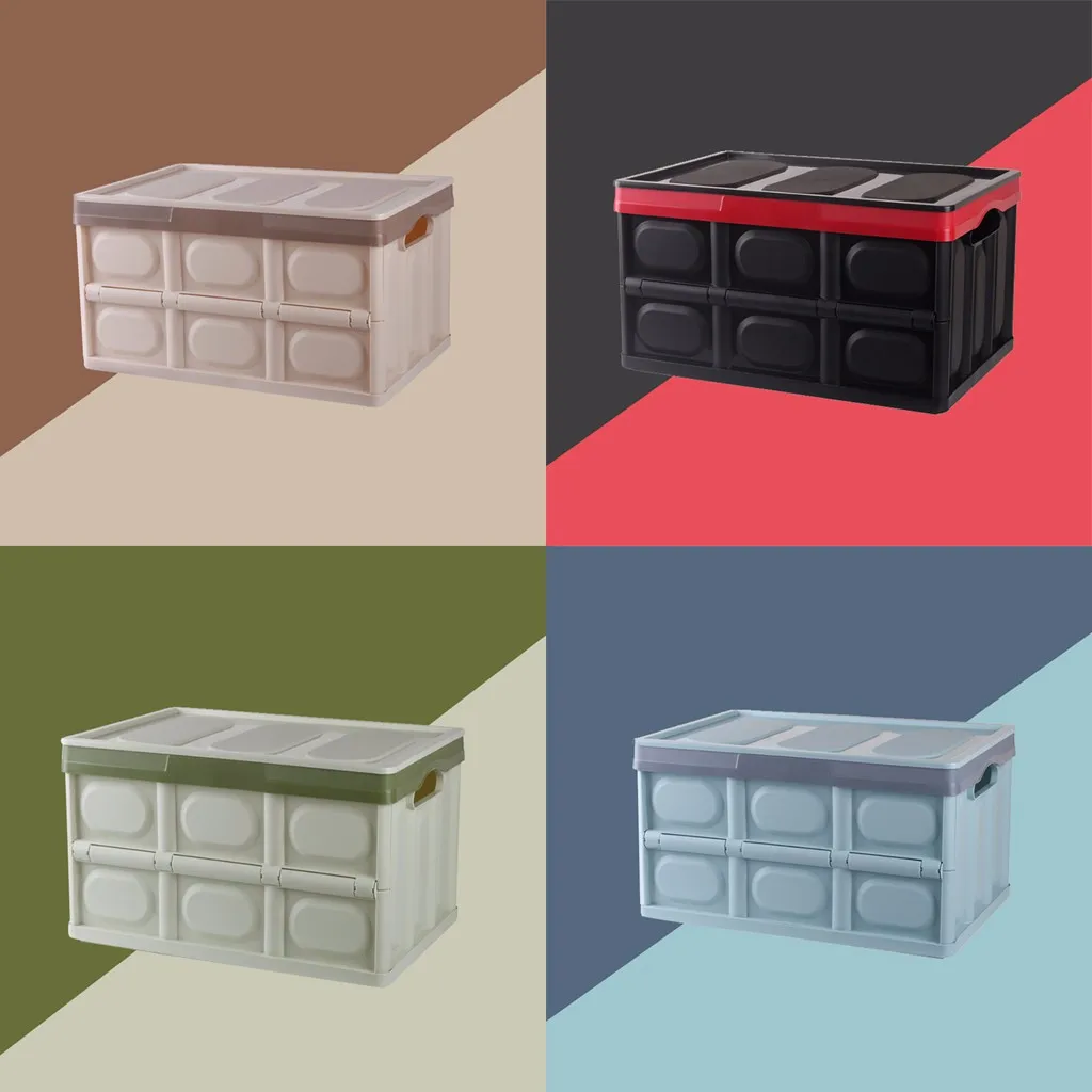 

HSU Foldable Car Trunk Storage Box Backup Sundries Organizer Holder Stowing Tidying Interior Holders Universal Auto Rear 55L RAC