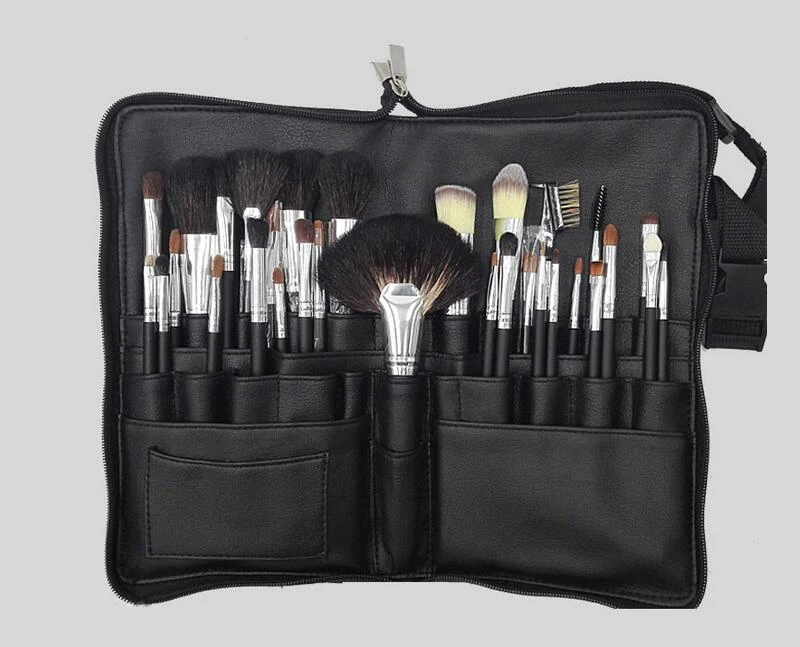 Cabelo de Cabra Conjunto de Escovas de Maquiagem Kits de Escova Ferramenta de Beleza com Cinto Pces Alta Qualidade Compõem Bolsa Pro 32 1 High Quality Beleza e saúde