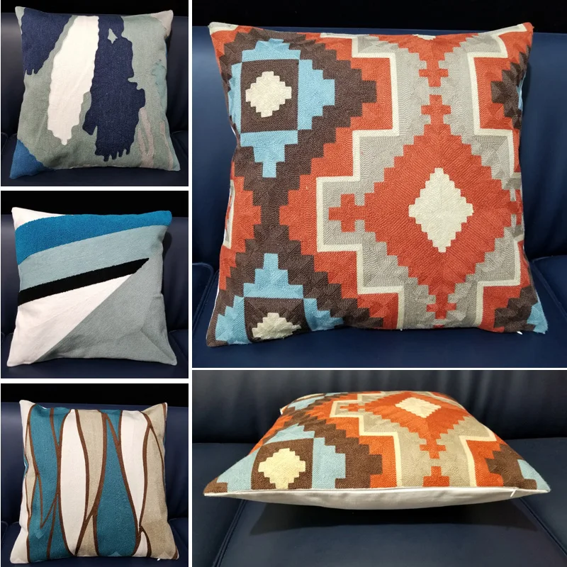 

Decorative Throw Pillow Covers Geometric Pillow Cases Hotel Pillow Cover Cotton Embroidery Cushion Cover for Couch Sofa Bedroom