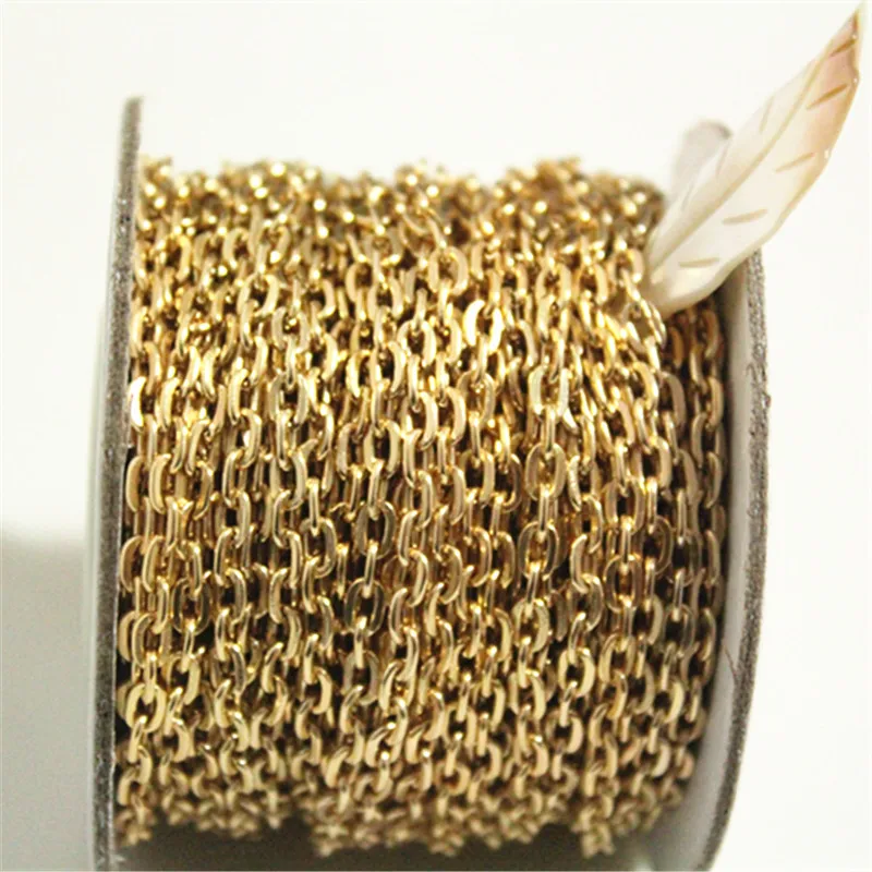 1 Roll Gold Oval Necklace Chain, Aluminum Chain, 15Yards Open Link