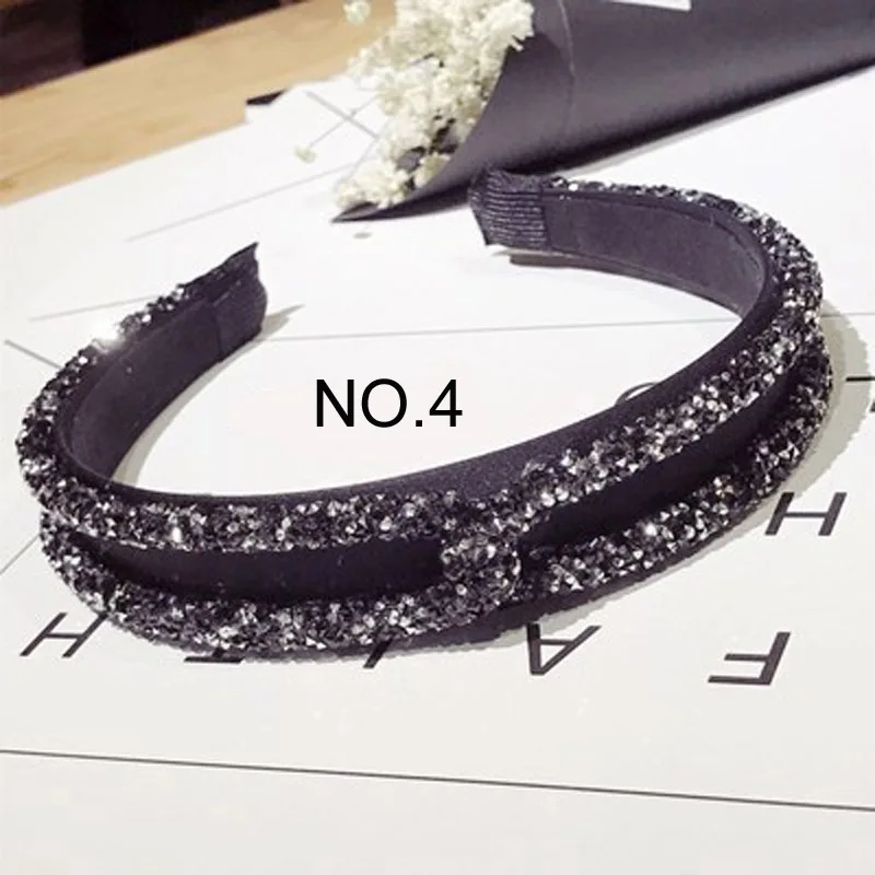 New Fashion Rhinestone Crystal Cross Hair Bands Unique Design Wide Hairband Headbands for Women Girl Shiny Hoop Hair Accessories - Цвет: NO.4