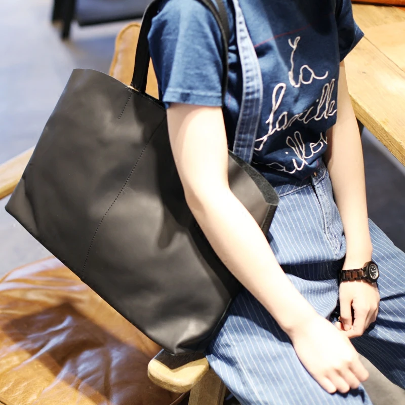 AETOO Handmade leather bag leather minimalist retro casual portable large capacity cross section tote bag shoulder bag boy