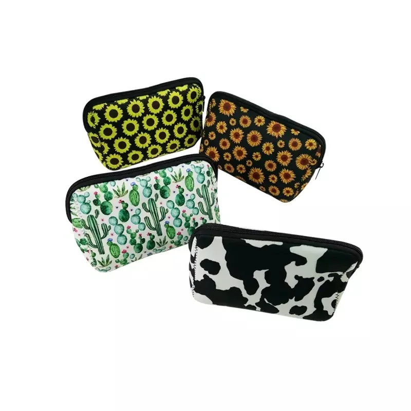

Wholesale Sunflower Neoprene Women Makeup Bag Cow Zipper Closure Fashion Cosmetic Bag Cactus Cosmetic Cases DOM1031244
