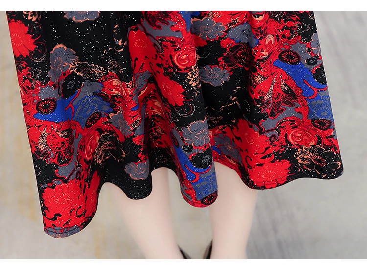 Floral Print Maxi Dress Long Sleeve Vintage Formal Dress Women Elegant for Work Plus Size 5XL Robe Femme 2019 Mom Women Dresses 15