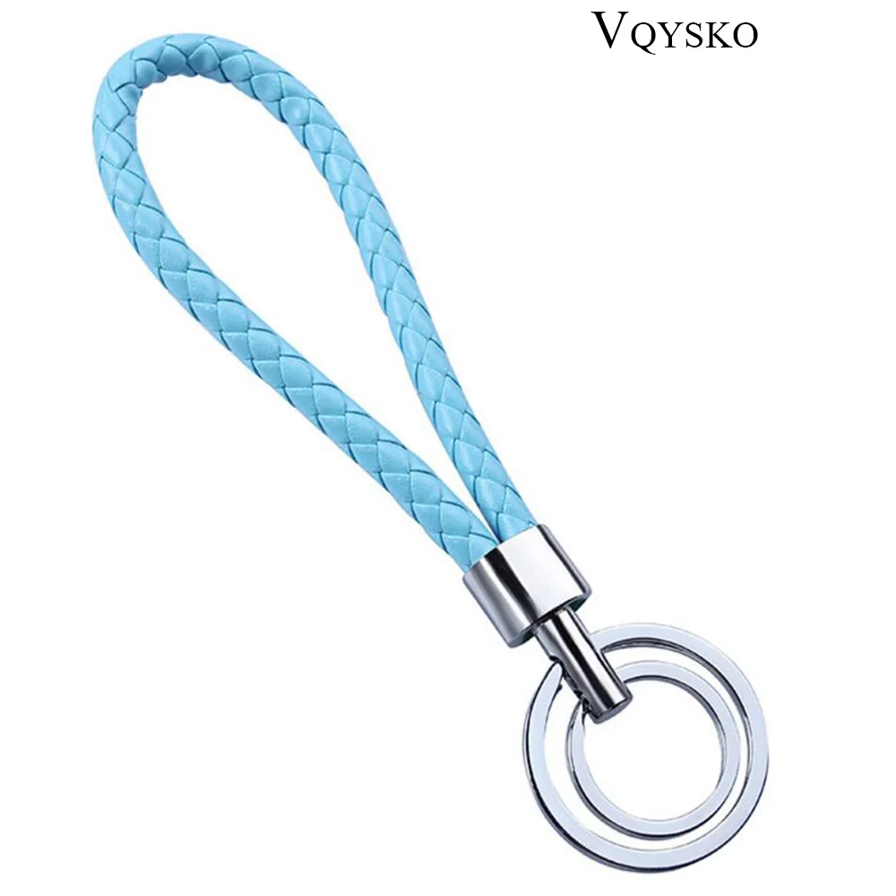 New Multicolor Braided Pu Leather Cord Key Chain Metal Keychains For Lovers Brithday Gift Key