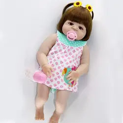 Синий/коричневый глаза Кукла reborn 23 "57 см силиконовые возрождается девочка куклы игрушки для детей подарок может купаться bebes reborn boneca