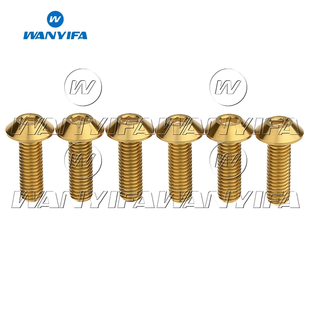 Parafusos de Titânio Parafuso de Cabeça Botão para Bicycle Freios a Disco Wanyifa Allen Moto Parafuso 6 Pcs M8x25mm