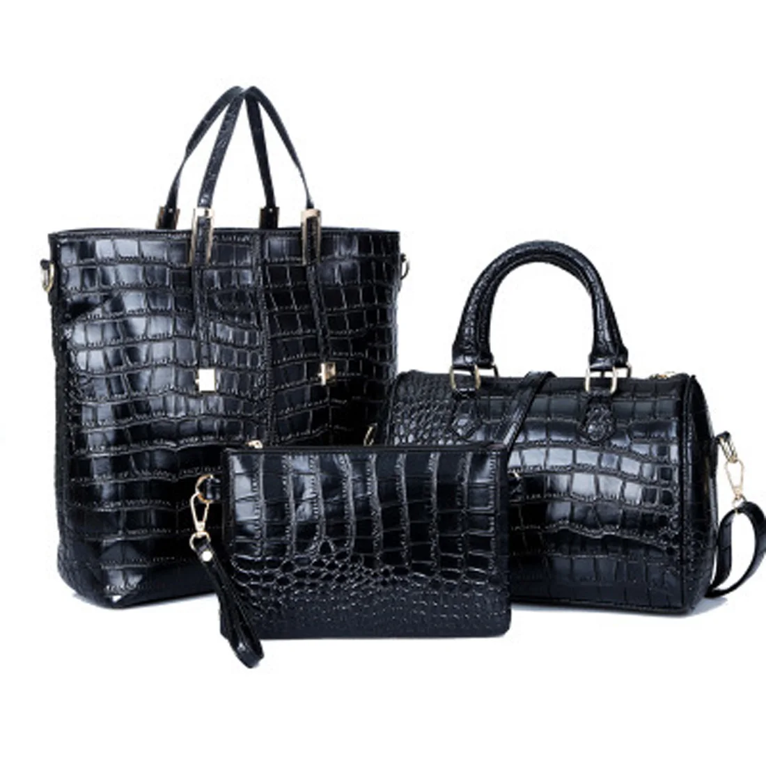 3Pcs Alligator Crocodile pattern Women Leather Handbags Famous Brand ...