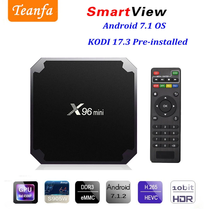 X96 Мини ТВ приставка на базе Android box set top четырехъядерный Amlogic S905W 7 1 2 4G/5 8 GHz Wifi HD2.0 4 k