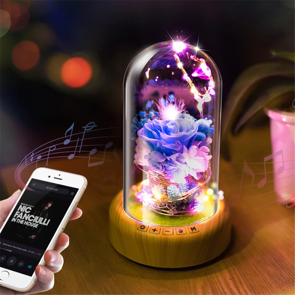 

Eternal Flower Dream Streamer Bottle with Bluetooth Speaker Function Rechargeable Wishing Night Light Valentine's Day Gift