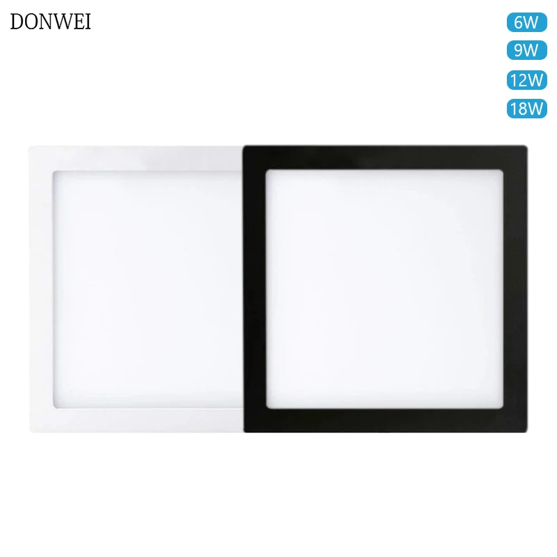 

DONWEI 6W 9w 12W 18W Round Square LED Surface Mounted Panel Light Downlight lighting Led ceiling down lamp AC110V 220V Driver