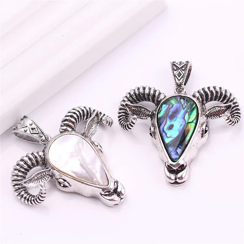

Natural Abalone Shell Bull Head Shape Pendant Mother Of Shell Pearl Charm Pendant For DIY Necklace Jewelry