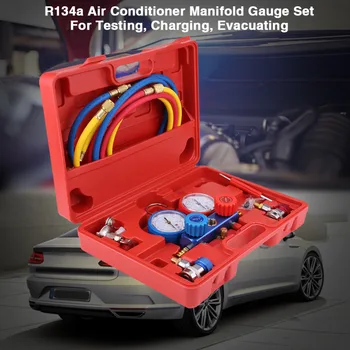 

Oversea R134a Air Conditioner A/C Manifold Gauge Set with 5ft Charging Hose Tool Manifold Gauge Set Hose Car Accessories