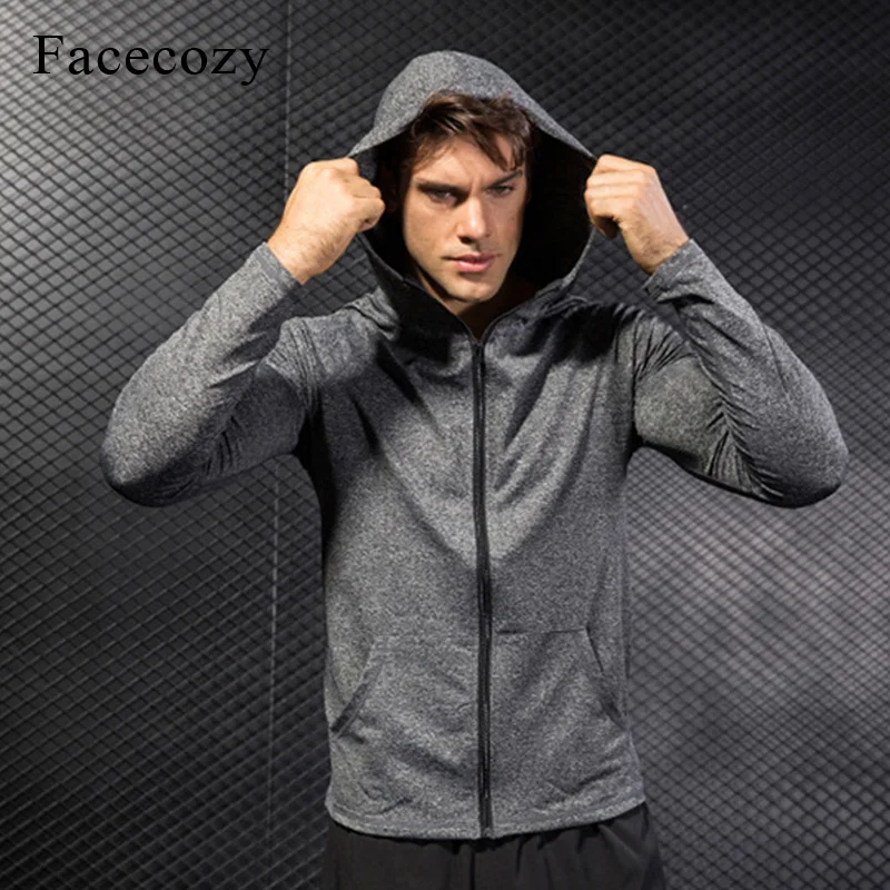 Мужская спортивная куртка Facecozy тренировочная с капюшоном для бега и фитнеса