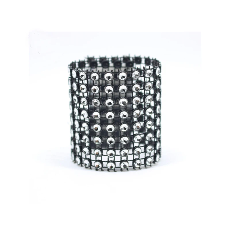 Laial Napkin Rings 500 Pcs Eco Friendly Rhinestone Mesh Black Napkin