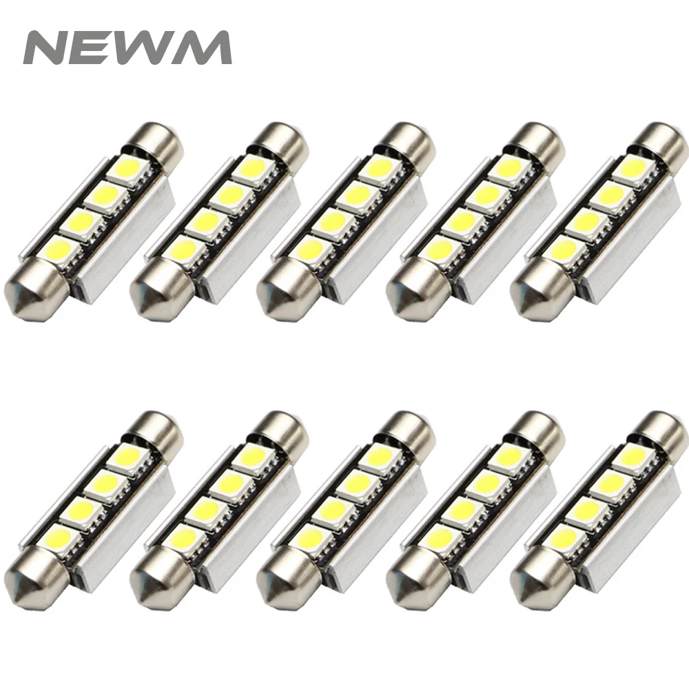 

10x 44MM 5050SMD Pure white Dome Festoon LED Map Light Bulbs 6413 212 569