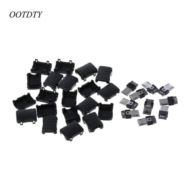 

OOTDTY 10 pcs Micro USB T Male Port Male 5 Pin Plug Socket Connector Plastic Covers For DIY