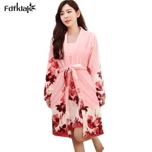 Новинка, модная зимняя одежда для сна, женские одеяния, женские банные халаты с цветочным принтом, два предмета, домашние женские платья, фланелевый теплый халат, Q772