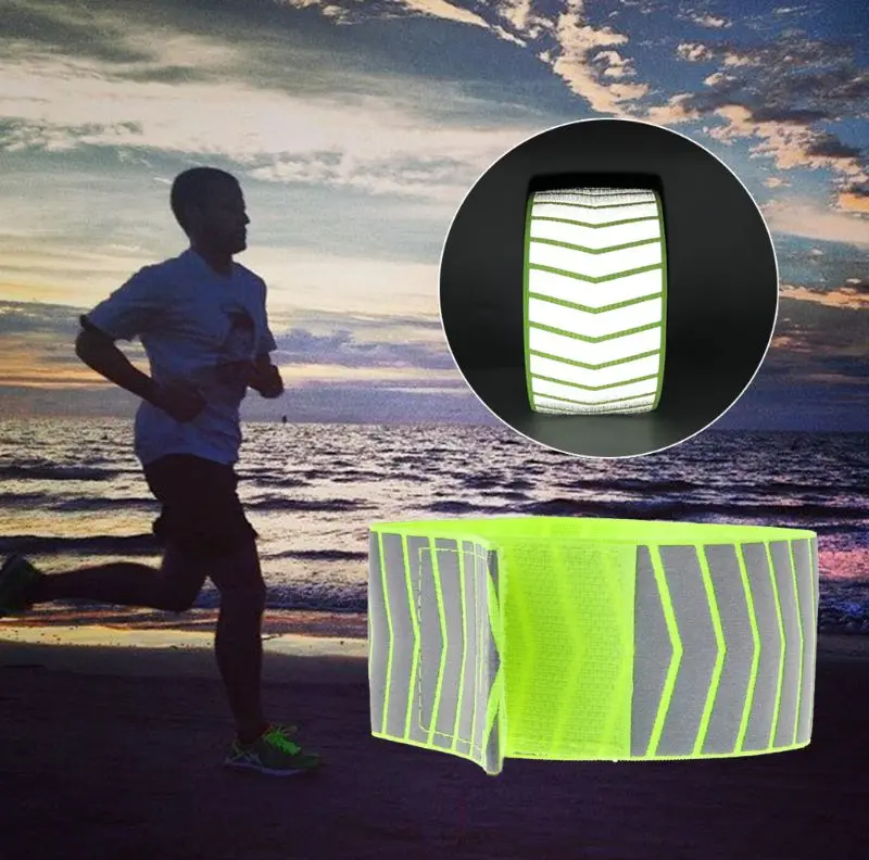

1pc Running Fishing Cycling Reflective Strips Warning Bike Safety Bicycle Bind Pants Hand Leg Strap Reflective Tape