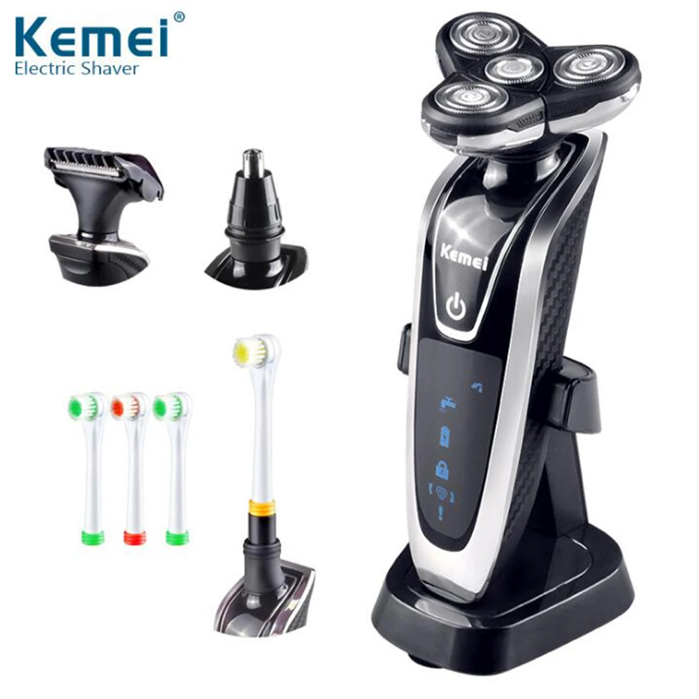 

kemei5181 4 in 1 Washable Rechargeable Electric Shaver Triple Blade Electric Shaving Razors Face Care 3D Floating