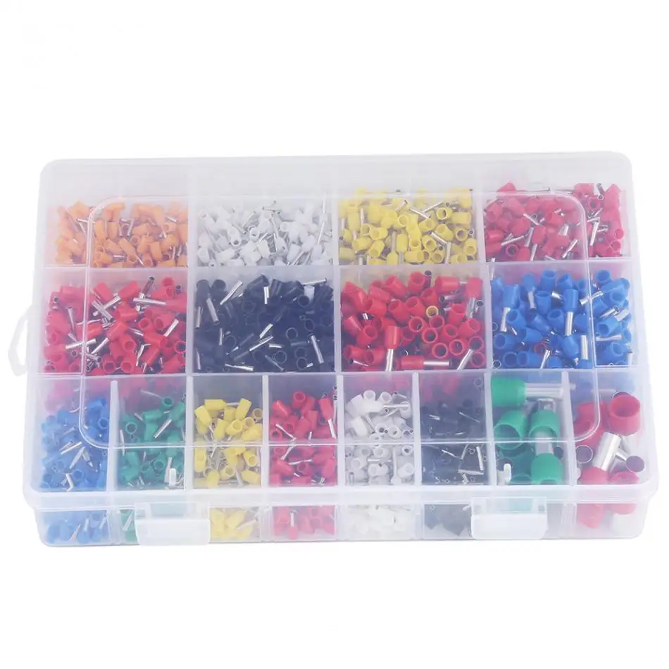 

WALFRONT 2120pcs Wire Copper Crimp Connector Insulated End Terminal 22AWG-5AWG Tube Terminal for garages auto electricians