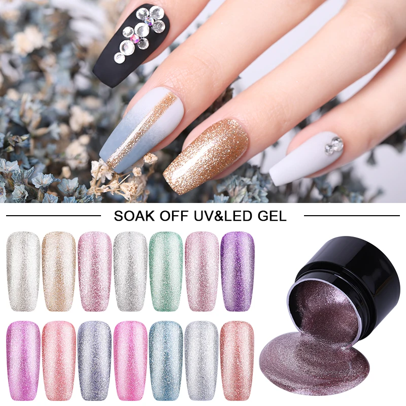 

LEMOOC 5ml Hybrid Varnishes Gel Nail Polish Set Glitter Platinum Painting Nails Art Poly UV Gellak Top Base For