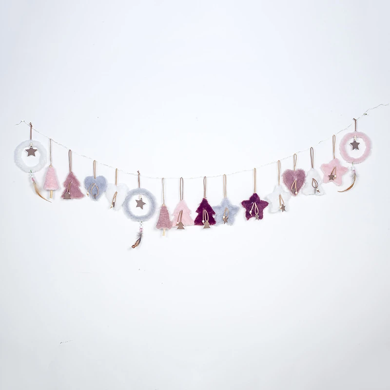 

5pcs/lot Noel Tree Decor Plush Hanging Pendants Heart Bell Star Christmas Decorations for Home New Year Navidad Children Gift