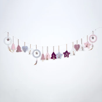 

5pcs/lot Noel Tree Decor Plush Hanging Pendants Heart Bell Star Christmas Decorations for Home New Year Navidad Children Gift