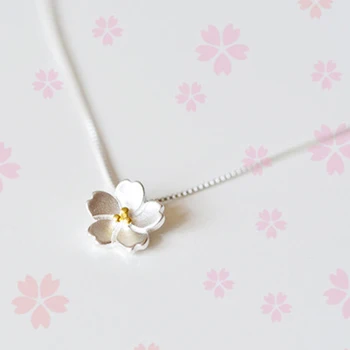 

XIYANIKE 925 Sterling Silver Flower Necklace for Women Sakura Girl Statement Necklace Pendants Jewelry Collares Colar VNS8291