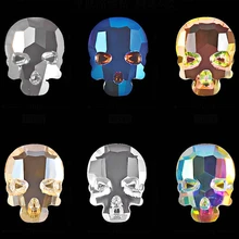 10PCS di bellezza piatto posteriore della testa del cranio 3d decorazioni di arte del chiodo di fascino del rhinestone di scintillio di gioielli unghie accessori 6 colori disponibili