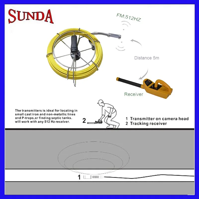 40 м кабель осмотр трубы камера 512 Гц зонда локатора W/" TFT монитор Змея видео инспекционной камеры DVR записи весь набор