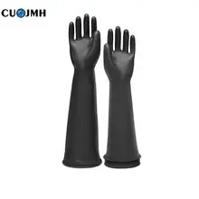 Черные перчатки среднего размера с длинным рукавом, химические защитные перчатки 55 см, гальванические перчатки из химического латекса