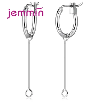 

Long Earrings with New Special Clasp Loop Pure 925 Sterling Silver Earrings Jewelry Companents for Women Wedding