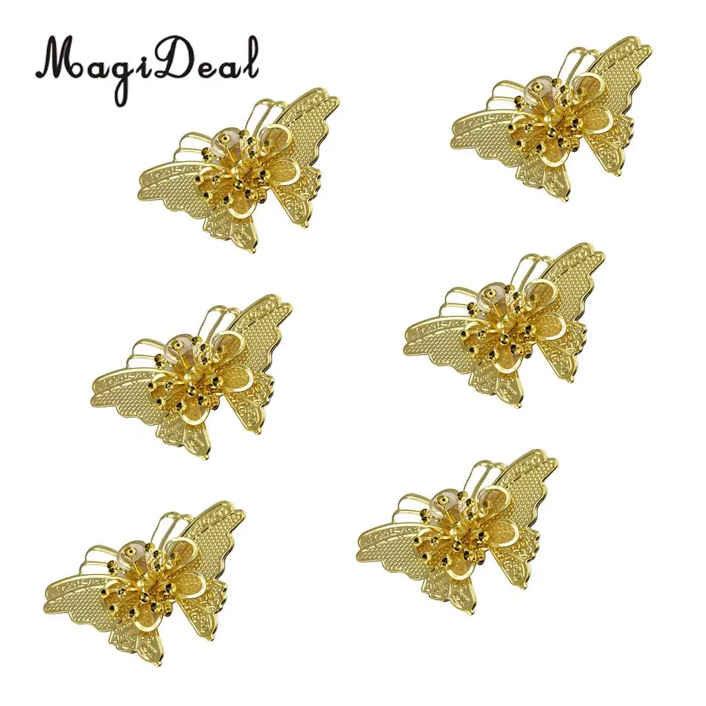 MagiDeal 6 pcs Fashion 3D Large Filigree Butterfly DIY Scrapbooking Home Mirror Wall Art Golden Home Decoration Stickers