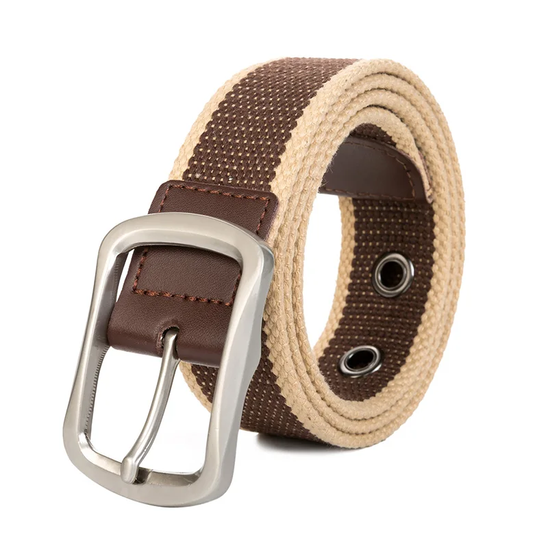 Nuoye Casual Canvas Belts For Men Outdoor Woven Belt Pin Buckle Belts ...