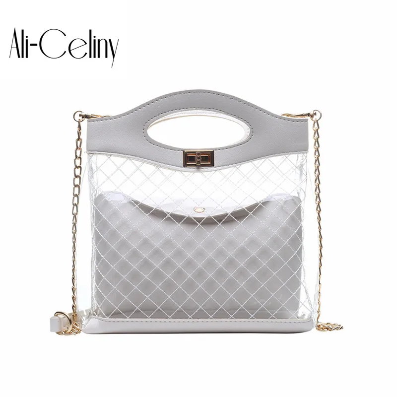 

Summer Small Handbag Transparent Women Hand Bags Chain Bag Lady Travel Beach Shoulder Crossbody Bag Holiday