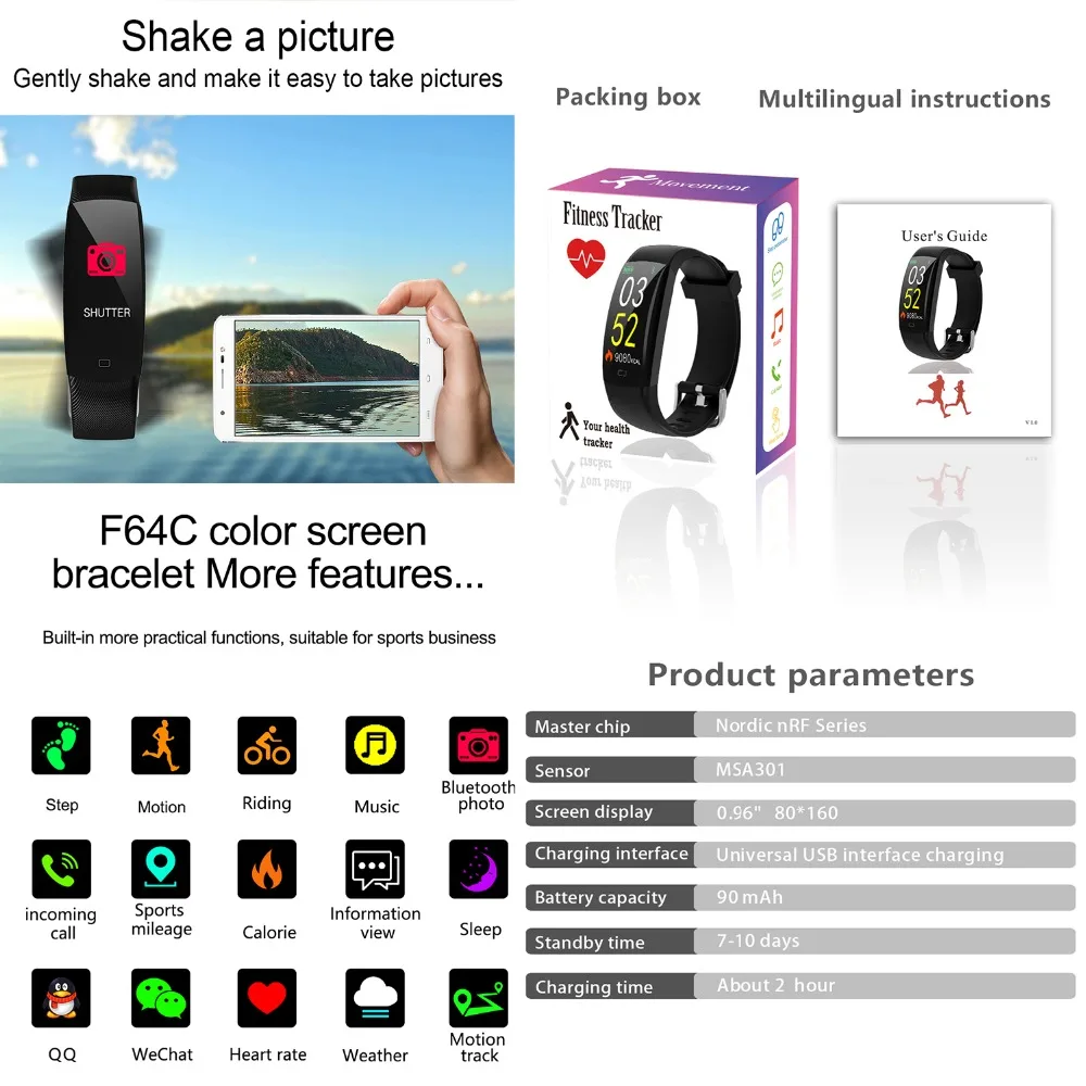 Фитнес трекер Bluetooth умные спортивные часы с браслетом Sleep Heart Rate Monitor IP68 Водонепроницаемый смарт-браслет Android iOS Напульсники