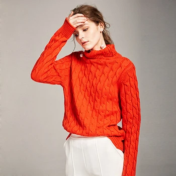 

100% Cashmere Turtleneck Sweater Women Vintage Design Long Sleeves 4 Colors Ladies Casual Pullovers Knitwear 2018 New Fashion
