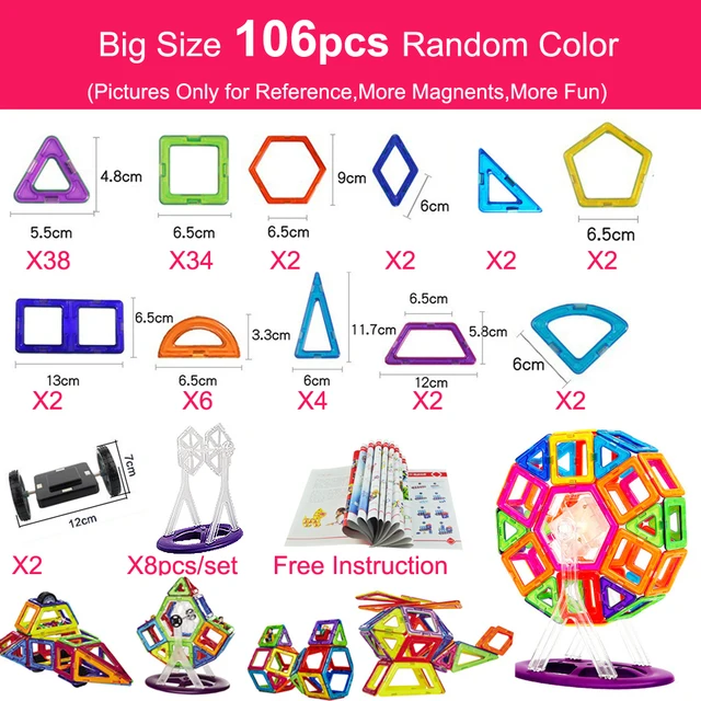 Big Size Magnetic Blocks Magnetic Designer Construction Model & Building Toys Brick Enlighten Bricks Magnetic Toys for Children 2