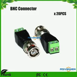 Коаксиальный CAT5 к Камера видеонаблюдения BNC M Balun Connector, DC разъем BNC-винт 20 шт./лот