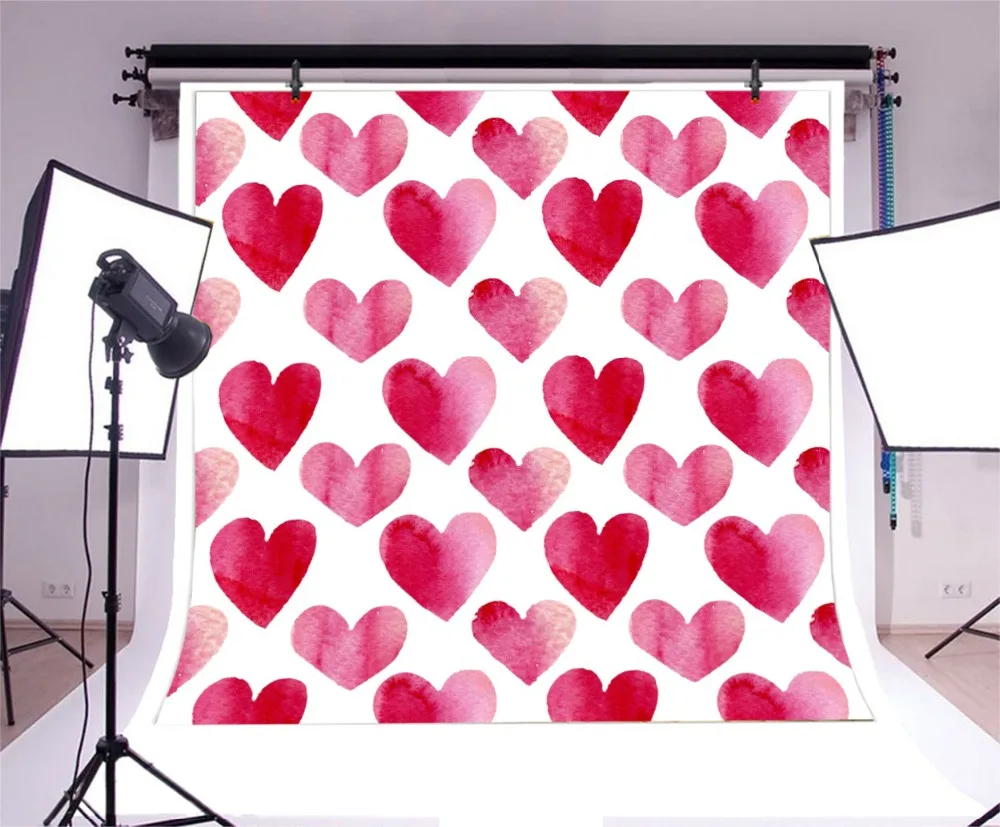 Laeacco Photography Backdrops Baby Drawing Red Love Heart Party Birthday Decor Portrait Photographic Backgrounds Photo Studio