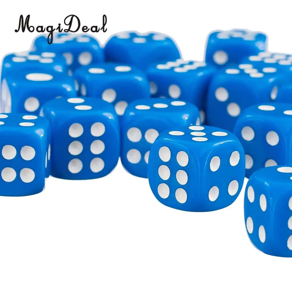 MagiDeal 50x12mm Opaque Acrylic Six Sided Spot Dice D6 for Friends Family Party Club Play D&D RPG TRPG Games Funny Toys 7 Colors
