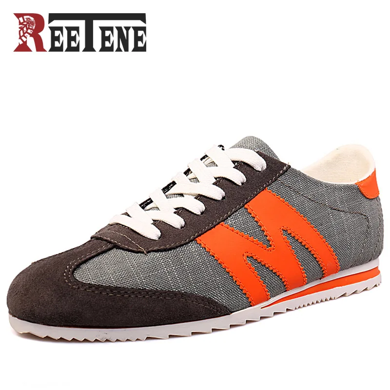 REETENE 2018 Men Casual Shoes Fashion Casual Denim Canvas Shoes Men Shoes Lace Up Flats Comfortable Sneakers Casual Men'S Shoes