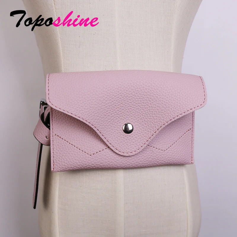 

Toposhine Fanny Pack Waist Bag Women Small Belt Bag Luxury Brand PU Leather Chest Handbag Red Black White 2018 New Fashion Bags